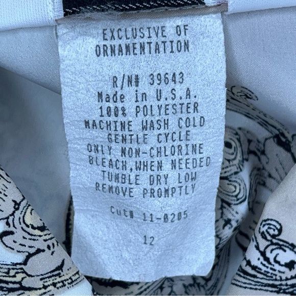 SIZE 12 VINTAGE CRICKET LANE LONG SLEEVE BLOUSE BEIGE JACQUARD FLORAL FILIGREE - Picture 9 of 9